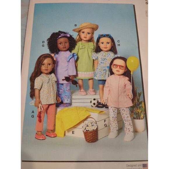 McCall's sewing pattern m8378 18-In doll clothes dress tunic leggings shorts top - Picture 3 of 5